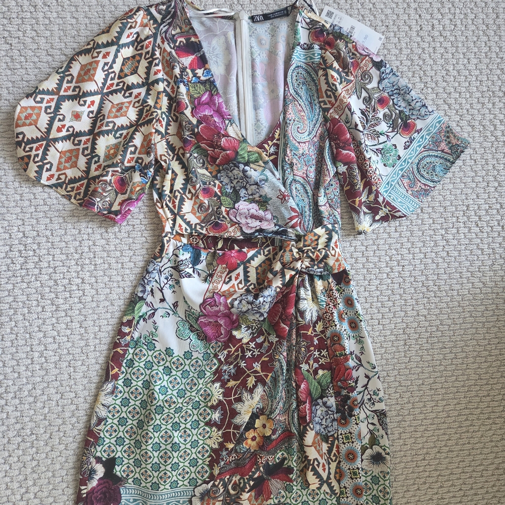 Zara Colorful Patterned Midi Dress